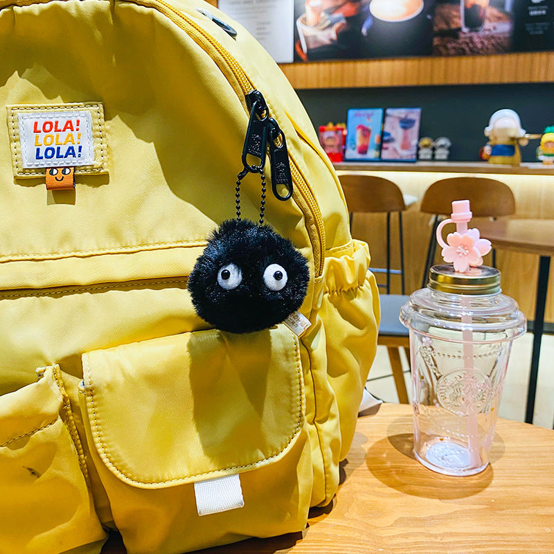 Creative Anime Qianhe Chihiro Black Charcoal Small Briquette Cartoon Car Key Ring Schoolbag Pendant Exquisite Gift