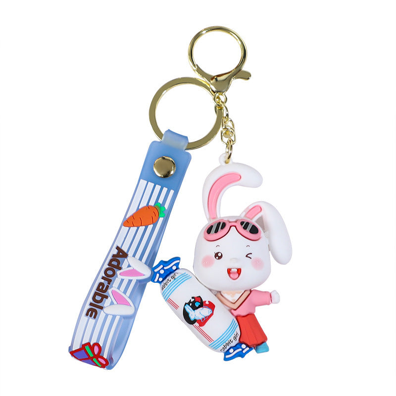 Cartoon Toffee Rabbit Keychain Pendant Car Cute Jewelry Couple Bags Hanging Doll Key Chain