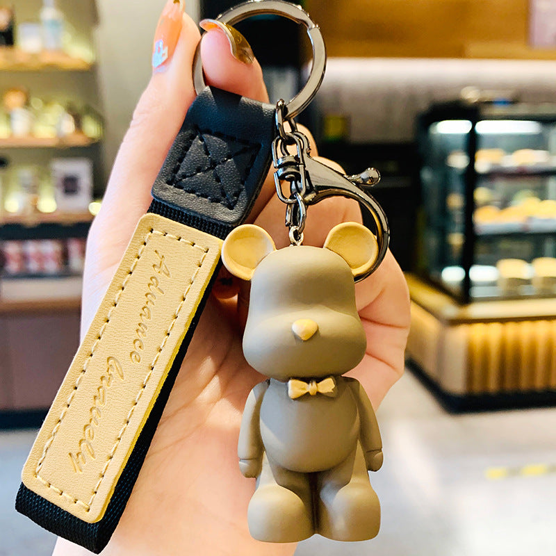 Bow Tie Bear Keychain Creative Cute Bear Violent Bear Pendant Car Ring Couple Schoolbag Ornaments