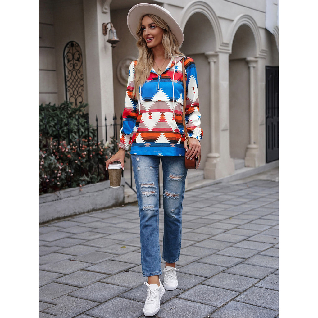 Women's Top American Station Autumn and Winter New Fashion Printed Hoodie Coat