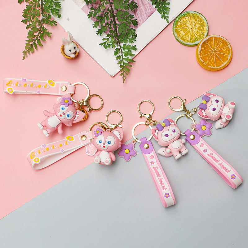 Linnabel Keychain Pendant Crane Machine High-End Accessories Couple Bags Fox Doll Car Key Ornament