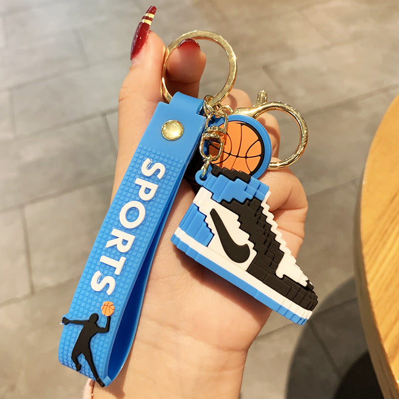 Creative Cartoon AJ Building Block Shoes Keychain Men and Women Handbag Pendant Couple Car Key Chain Accessories Gift