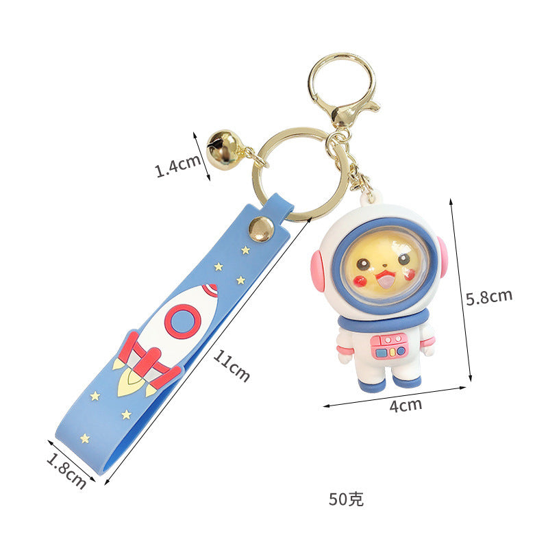 Astronaut Panda Pier Keychain Pendant Epoxy Doll Lovely Bag Ornaments Car Key Chain Small Gift