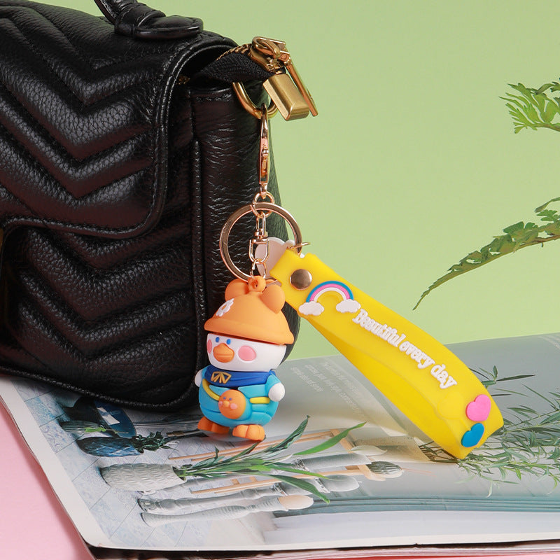 Cute Backpack Duck Cartoon Key Button Men's and Women's Bag Ornaments Creative Korean Version Duck