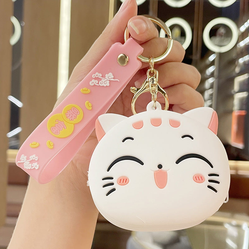 Creative Cartoon Cat Coin Purse Keychain Cute Pendant Exquisite Schoolbag Pendant Coin Earphone Storage