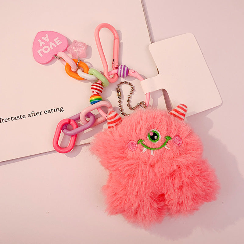 Creative Stay Cute Plush Little Monster Phone Chain Pendant Cartoon Couple Female Cars and Bags Accessories Keychain