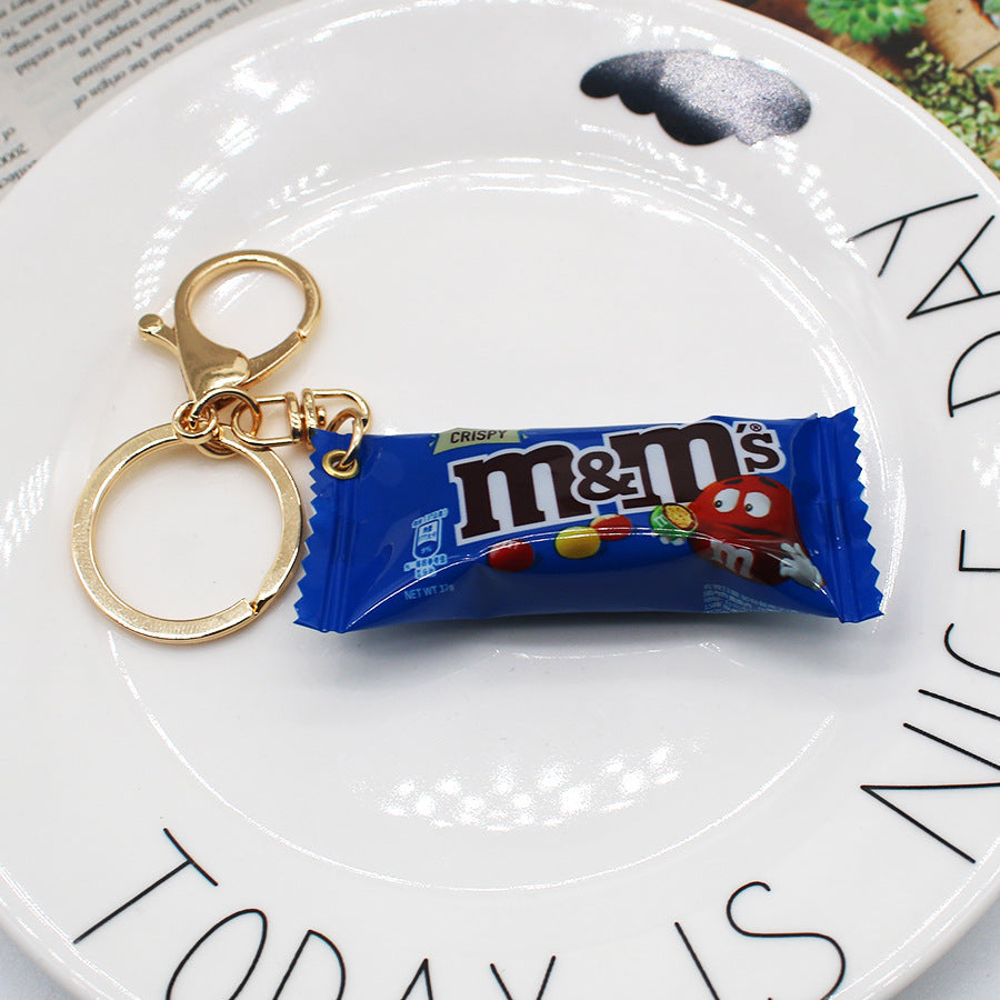 Candy Toy Simulation M Bean Keychain Creative Candy Chocolate Chocolate Fun M Bean Pendant Decoration Decoraive Hangings