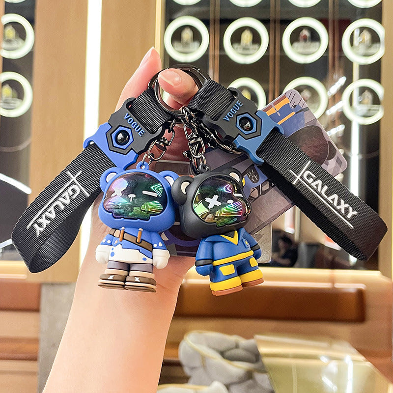 Creative Trendy Cool Bear Keychain Fashion Decorative Pendant Men's and Women's Schoolbags Hanging Decoration Crane Machine Gift