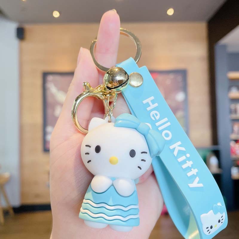 Cartoon Bow White Cat Keychain Cute Car Key Chain Handbag Pendant Creative Key Ring Hanging Ornament