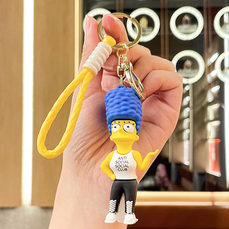 Celebrity Family Simpson Keychain Pendant Creative Cartoon Yiwu Small Commodity Doll Key Ring Pendants