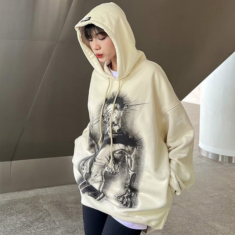 Autumn and Winter Thick Mid-Length Sweater Loose plus Size Plump Girls Pullover Hooded Pile Style Long Sleeve Sweaters Women's Clothing