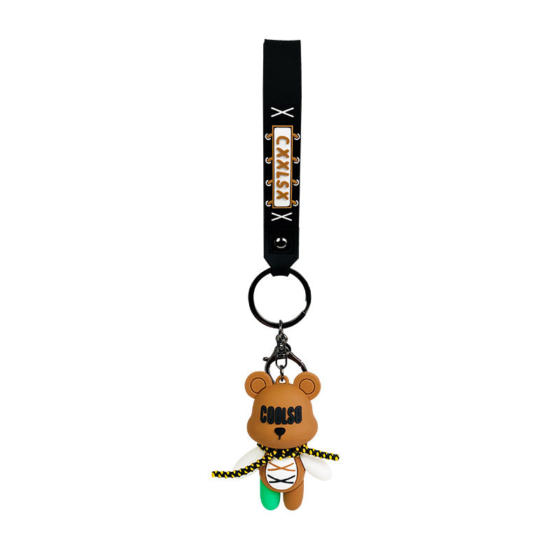 Cartoon Strap Bear Doll Pendant Creative Car Keychain Schoolbag Pendant a Pair of Exquisite Small Gifts