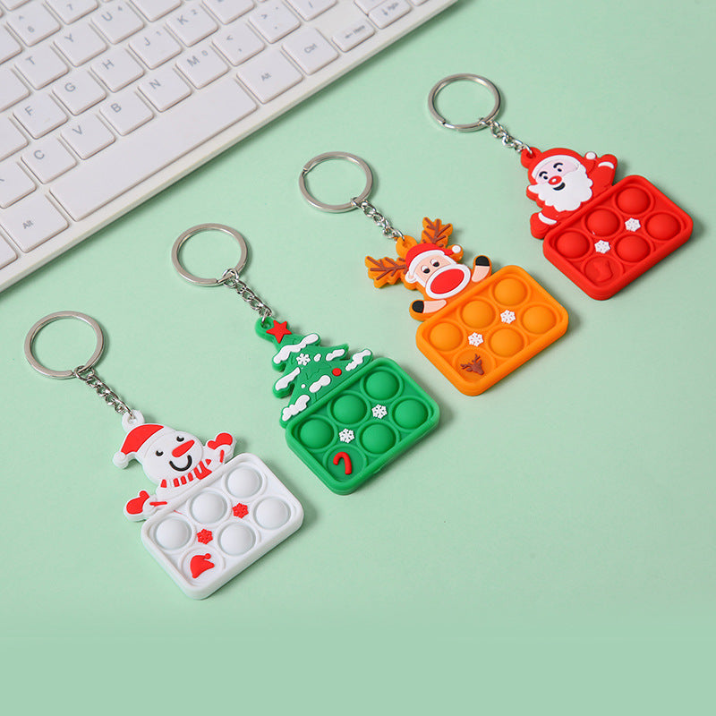 Bubble Music Christmas Keychain Christmas Rat Killer Pioneer Decompression Silica Gel Key Chain Toy Pendant