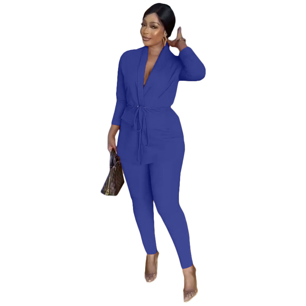 Women's Casual Suit Blazer Trousers Suit