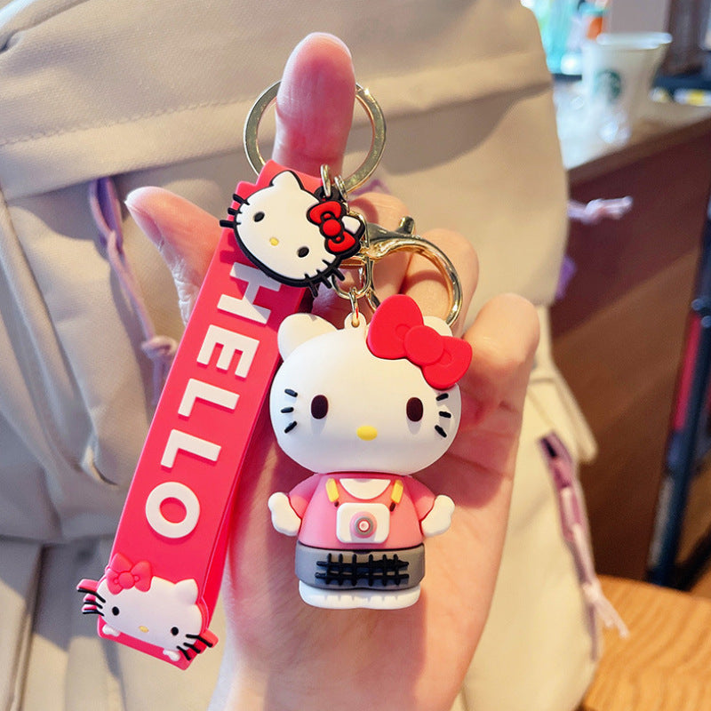 Creative Cartoon Hello Kitty Key Chain Epoxy Couple Bags Pendant Personality Crane Machine Small Gift