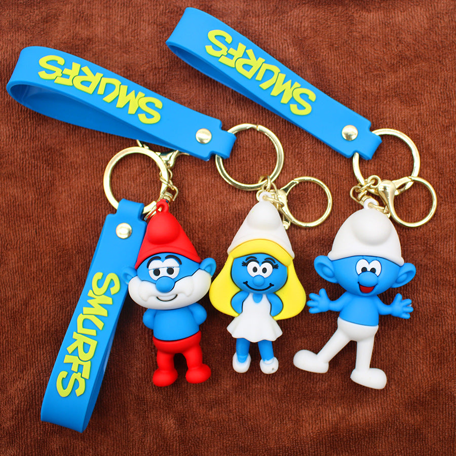 Cartoon Blue Elf Keychain the Smurf Blue Dad Blue Sister Pendant Cute Elf Key Chain