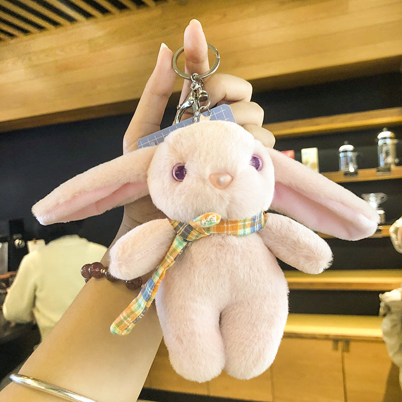 Creative Cartoon Rabbit Keychain Ornaments Plush Doll Doll Pendant Cute Schoolbag Hanging Ornaments Cute Key Ring