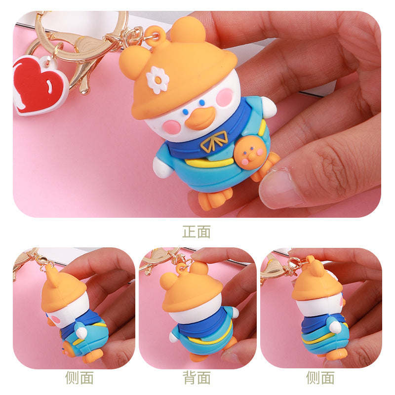 Cute Backpack Duck Cartoon Key Button Men's and Women's Bag Ornaments Creative Korean Version Duck