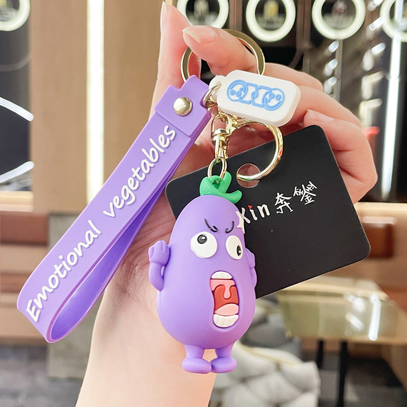 Emotional Vegetable Keychain Pendant Angry Eggplant Little Creative Gifts Exquisite Couple Bags Hanging Ornament