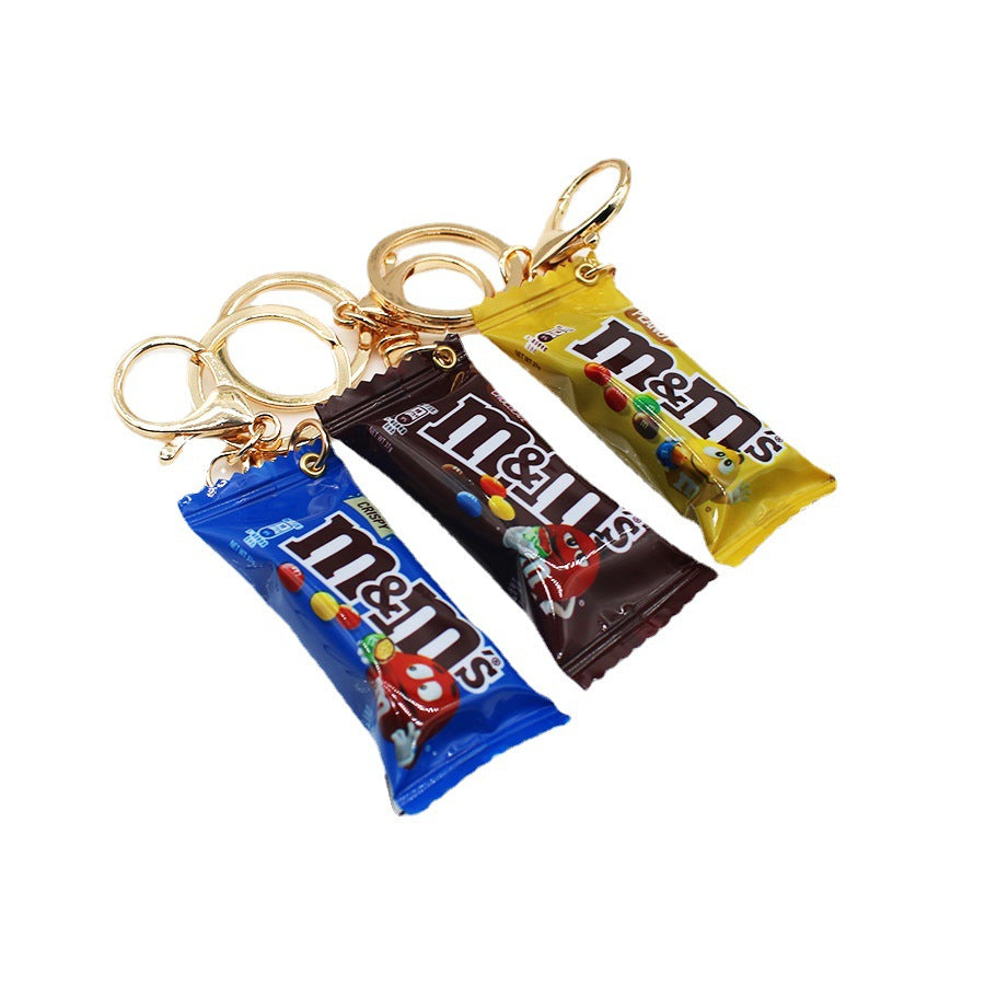 Candy Toy Simulation M Bean Keychain Creative Candy Chocolate Chocolate Fun M Bean Pendant Decoration Decoraive Hangings