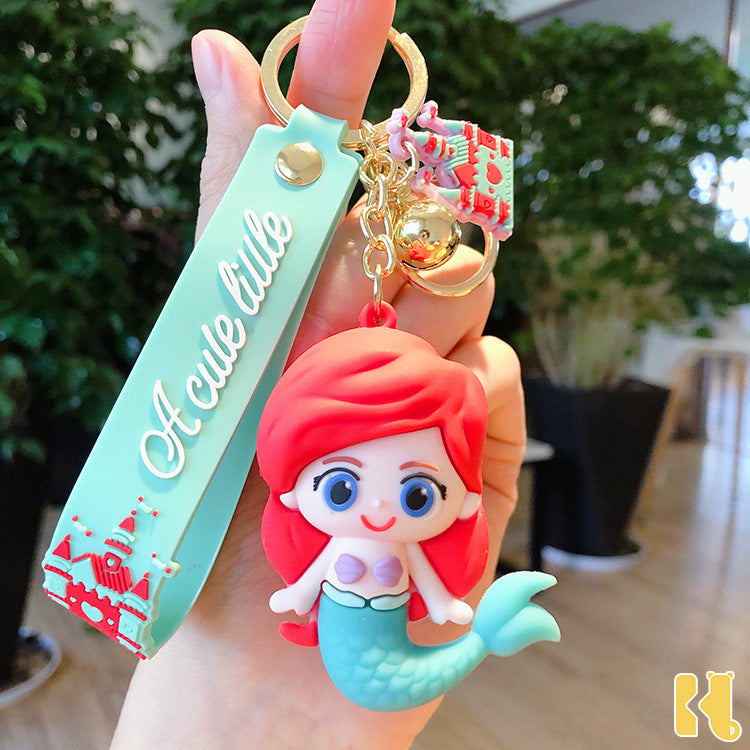 Cartoon Castle Princess Keychain Cute Anime PVC Figurine Cars and Bags Pendant Ring Creative Gift