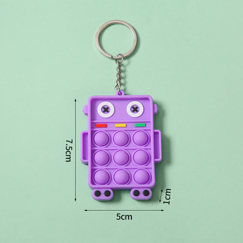 Decompression Cartoon Robot Keychain Educational Bubble Toy Children's Mini Keychain Pendant