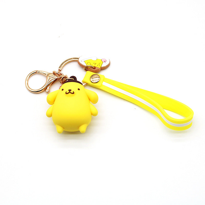 Cartoon KT Penguin Melody Cinnamon Big Ear Pom Pom Purin Keychain Foodie Bear Papillon Cars and Bags Pendant