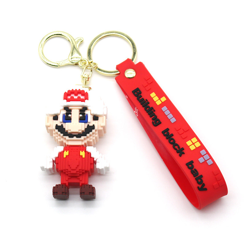 Cartoon Super Mary Mario Mushroom-Shaped Haircut Keychain Creative Car Key Chain Crane Machine Pendant Small Gift