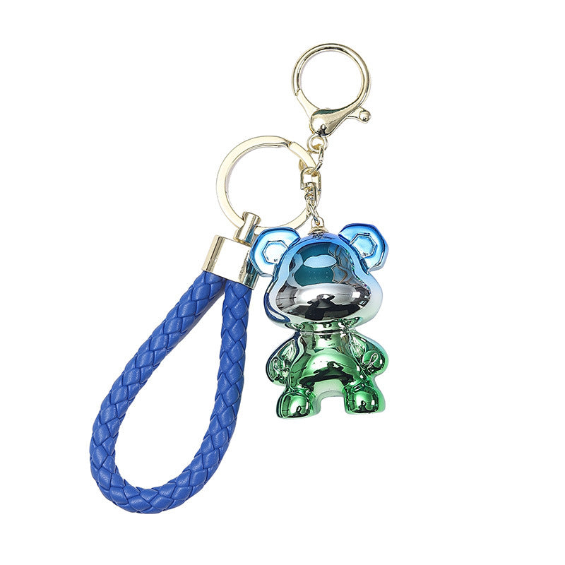 Cartoon Resin Electroplated Two-Color Standing Bear Keychain Cute Automobile Hanging Ornament Crane Machine Personalized Gift Key Chain