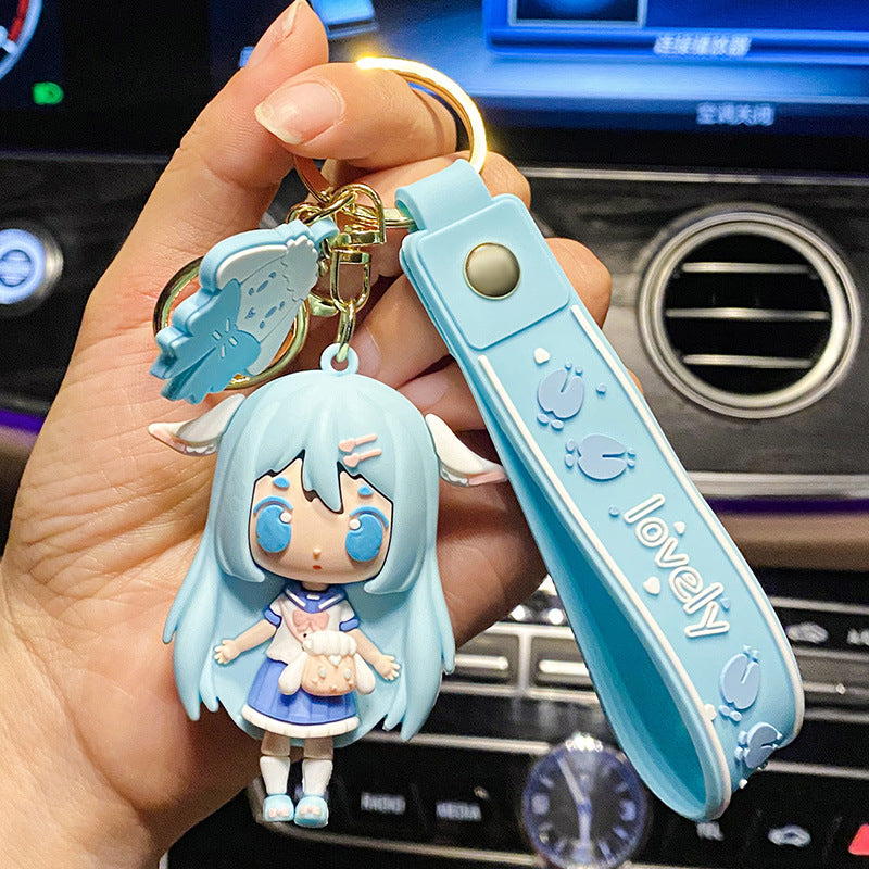 JK Cat Ear Girl Epoxy Keychain Cute Girlish Schoolbag Pendant Creative Cartoon Key Ring Pendants
