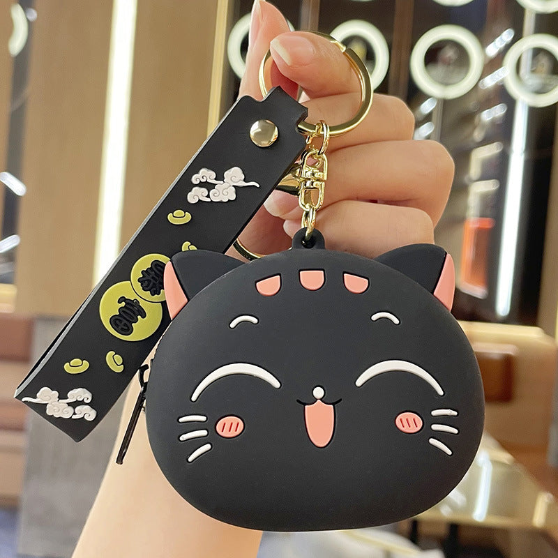 Creative Cartoon Cat Coin Purse Keychain Cute Pendant Exquisite Schoolbag Pendant Coin Earphone Storage