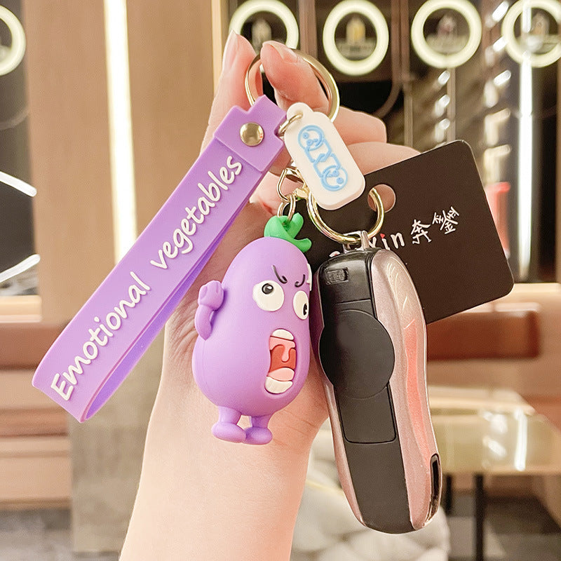 Emotional Vegetable Keychain Pendant Angry Eggplant Little Creative Gifts Exquisite Couple Bags Hanging Ornament