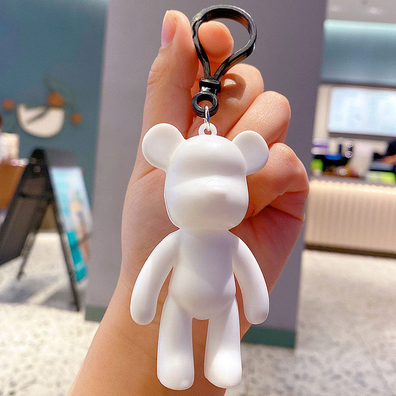 Fluid Violent Bear Keychain Handmade DIY Material Package Homemade Fluid Bear Pendant Creative White Body Hand-Made