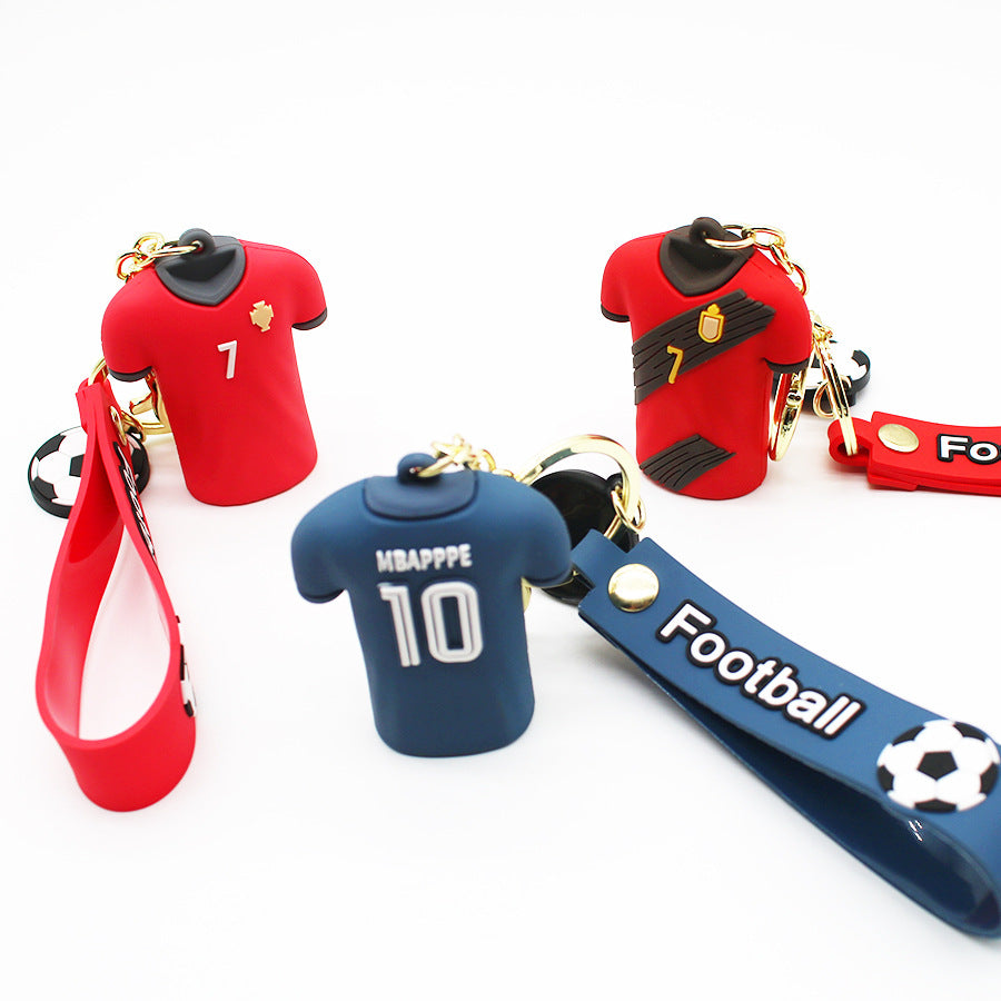 World Cup Soccer Uniform Jersey Keychain 3D Epoxy Creative Football Suit Pendant Football Pendant World Cup Gift