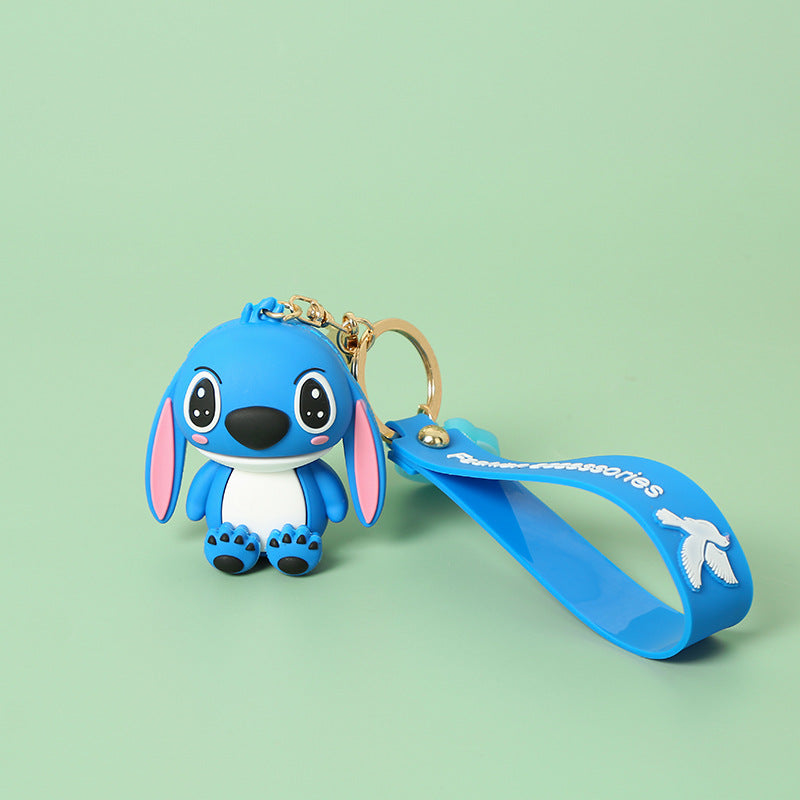 Cartoon Stitch PVC Flexible Glue Keychain Creative Couple Bags Silica Gel Key Chain Pendant