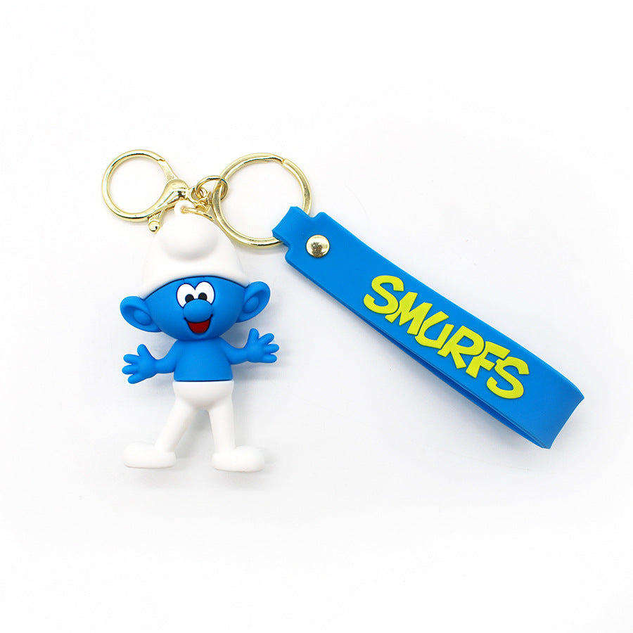 Cartoon Blue Elf Keychain the Smurf Blue Dad Blue Sister Pendant Cute Elf Key Chain