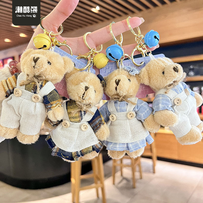 Cartoon Key Button Sackcloth Bear Doll Schoolbag Pendant Creative Bag Pendant Cute Doll Plush Toys