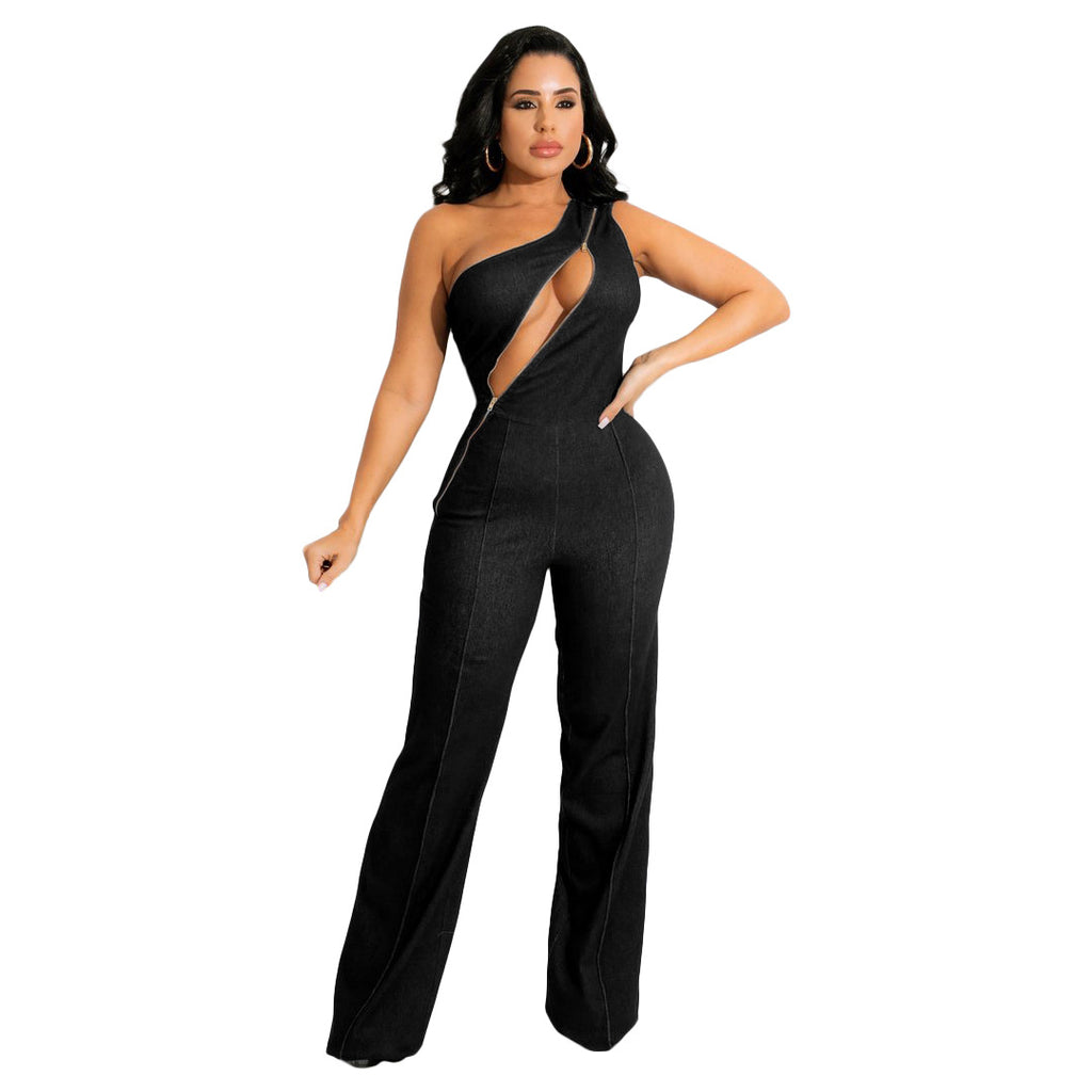 Women's Night Club Style Fashion Casual Street Zipper Jumpsuit