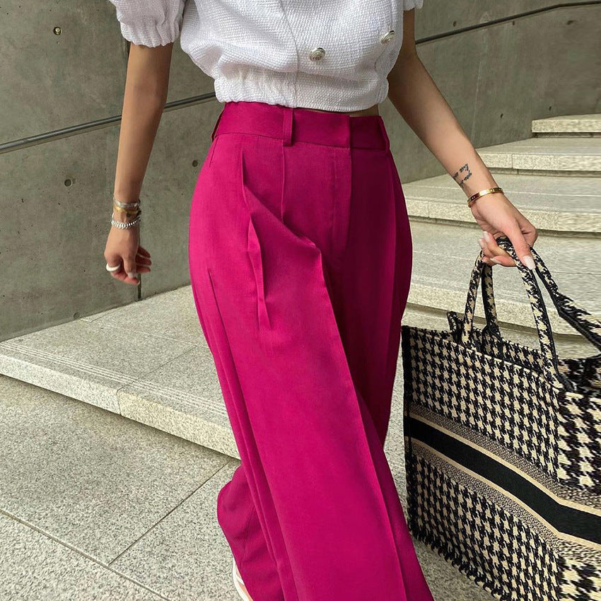 Casual Pants Trousers Wide Leg Pants Women's European and American Commuters' Suit Pants Lengthened Trousers