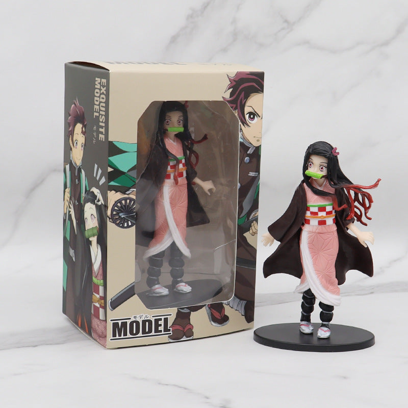 Boxed Kimetsu No Yaiba Hand-Made Wholesale Nezuko Tanjirou Butterfly Bear Car Decoration Model Anime Garage Kits