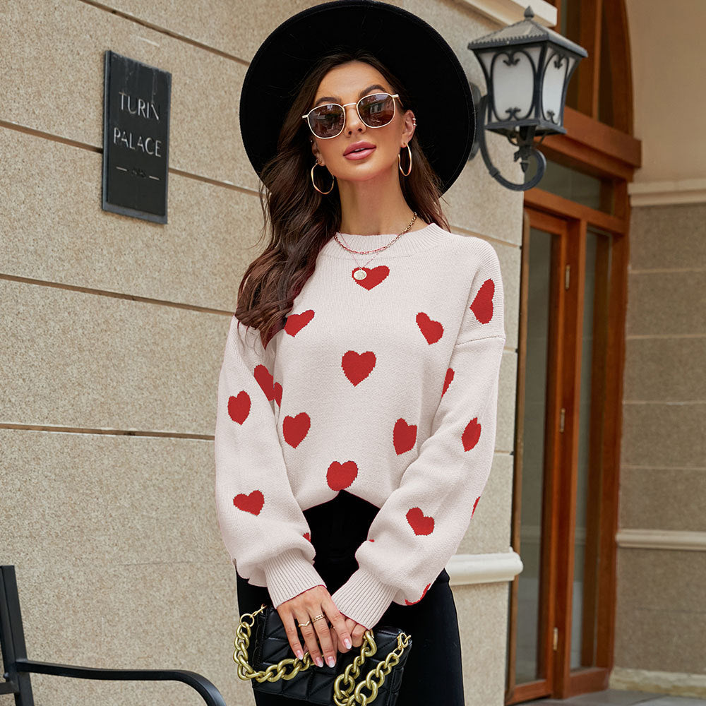 Bestseller Valentine's Day Love Pullover Women's Knitwear Women's Large Size Loose Cross-Border Sweater Women