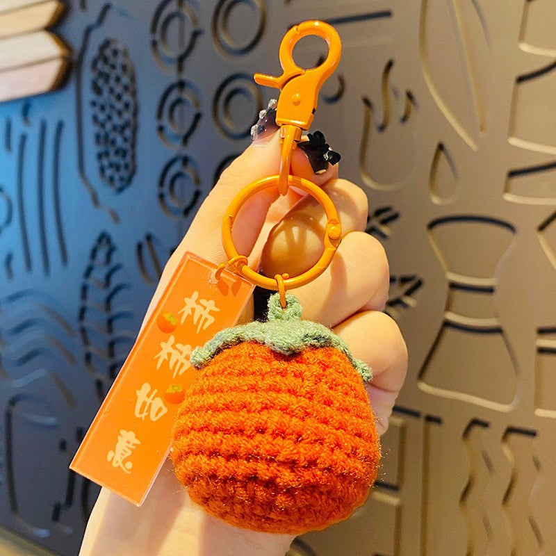 Woven Wool Persimmon Good Persimmon Peanut Plush Crocheted Good Things Happen Pendant Handmade Bag Keychain Accessories