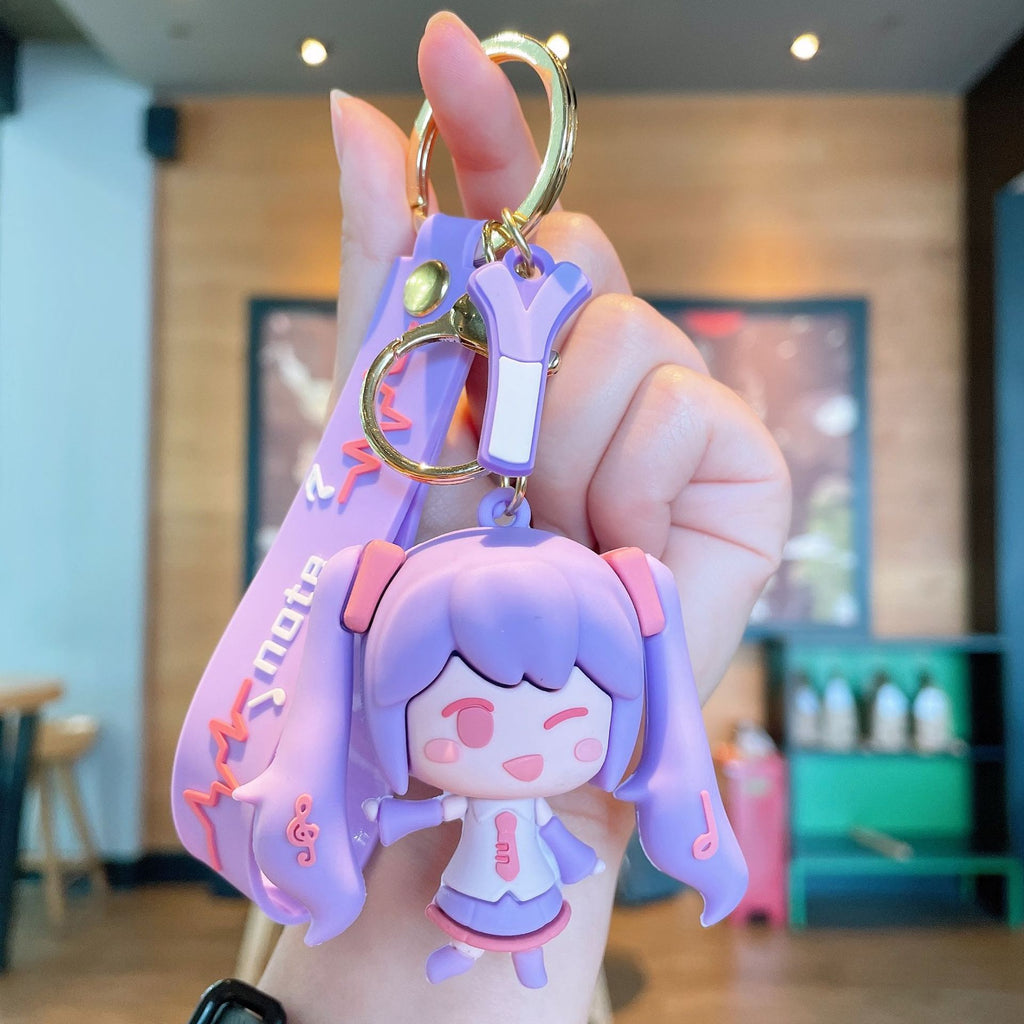 Cartoon Epoxy Hatsune Girl Keychain Car Key Chain Couple Bags Pendant Creative Key Ring