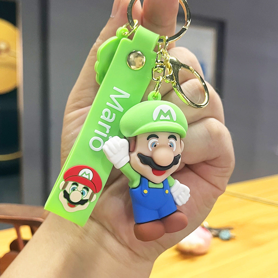 Cartoon Super Mary Mario Mushroom-Shaped Haircut Keychain Creative Car Key Chain Crane Machine Pendant Small Gift