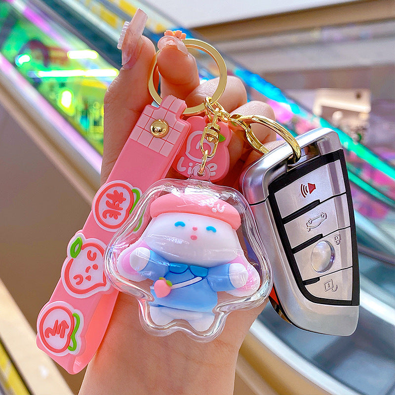 Creative Rabbit Year Keychain Female Cute Cartoon Exquisite Bunny Doll Car Pendant New Year Small Gift