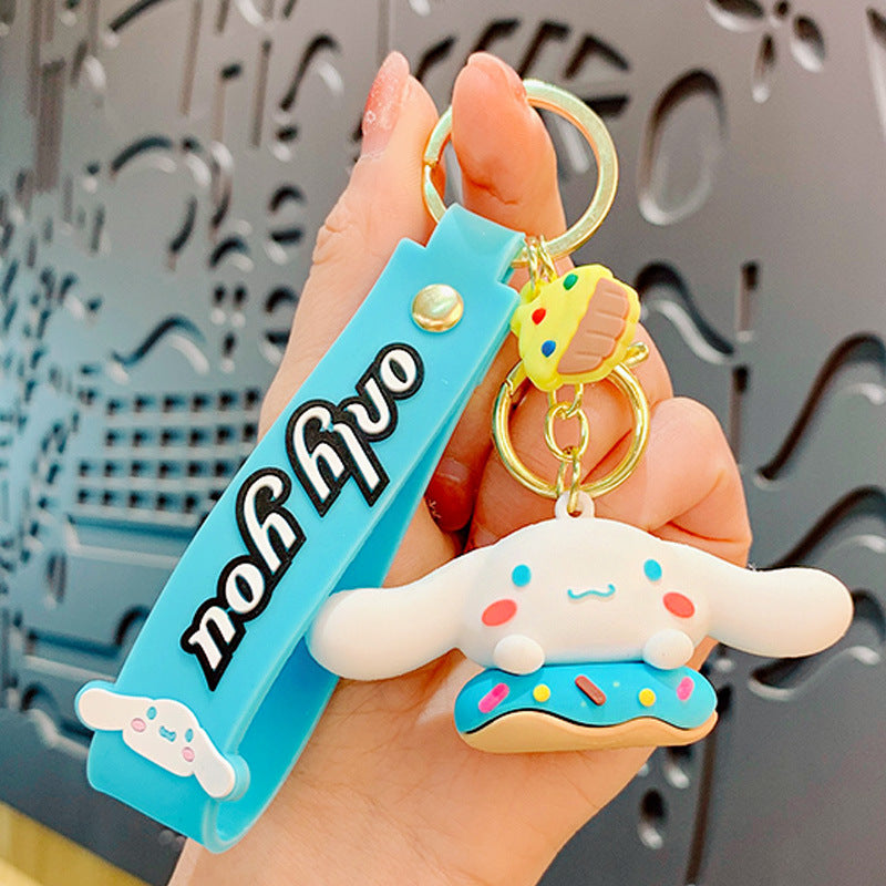 Creative Cartoon Sanrio Donut Keychain Cute Exquisite Big Ear Dog Doll Car Key Chain Accessories