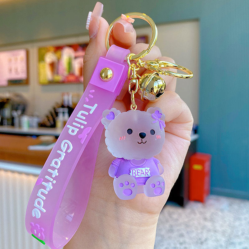 Creative Cartoon Cute Jelly Bear Keychain Pink Girlish Bag Pendant Fun Cute Student Schoolbag