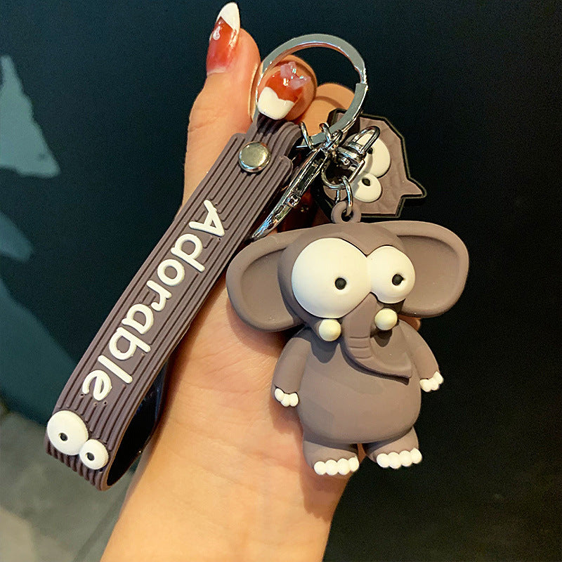 Cartoon Eye-Popping Zebra Keychain Female Cute Fashion Epoxy Doll Key Chain Couple Accessories Package Pendant