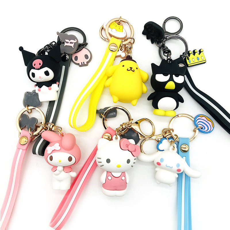 Cartoon KT Penguin Melody Cinnamon Big Ear Pom Pom Purin Keychain Foodie Bear Papillon Cars and Bags Pendant