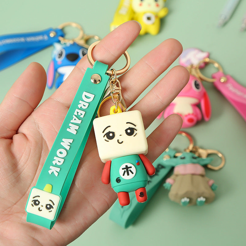 Cartoon Stitch PVC Flexible Glue Keychain Creative Couple Bags Silica Gel Key Chain Pendant